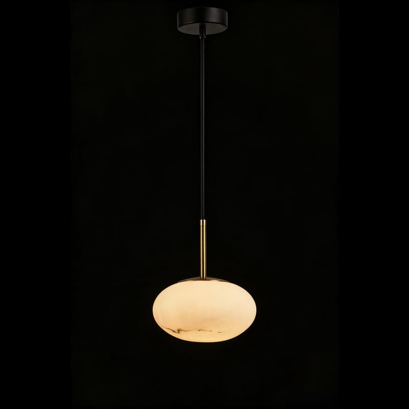 Oval Alabaster Pendant with Brass Stem