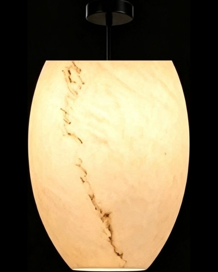 Egg-Shaped Marble Alabaster Pendant