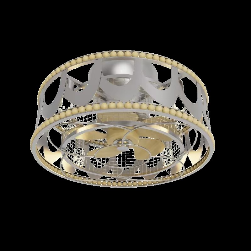 Vintage Brass Crystal Ceiling Fan Light