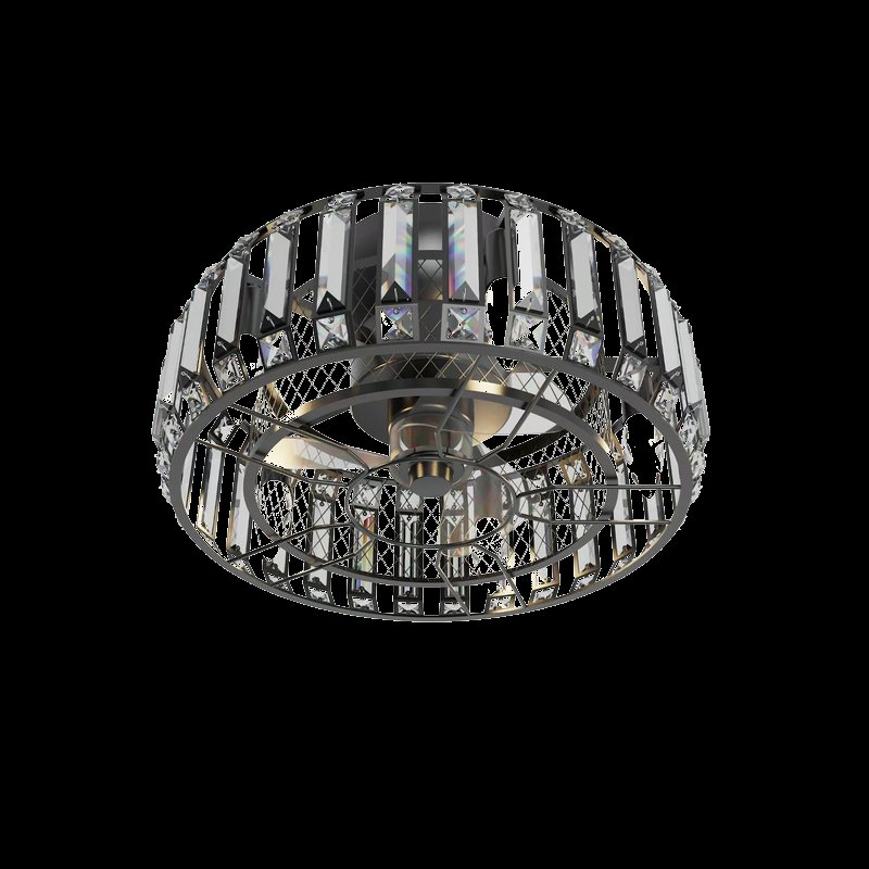Vintage Champagne Crystal Ceiling Fan Light