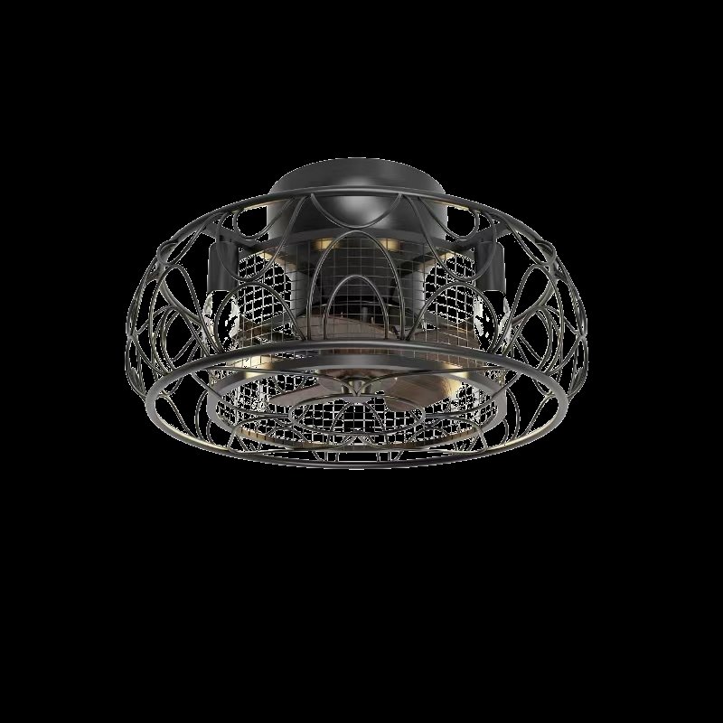 Vintage Matte Black Crystal Ceiling Fan Light