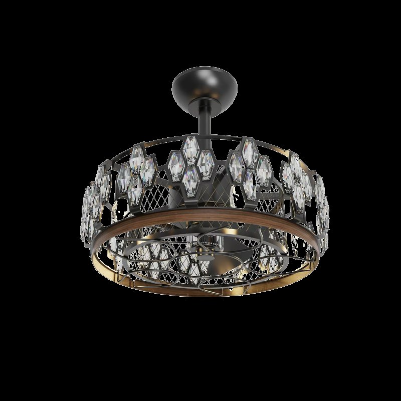 Vintage Tobacco Bronze Crystal Ceiling Fan Light