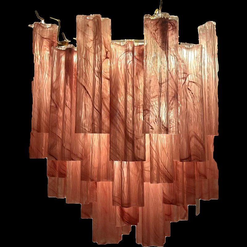 Linear Amber Ribbed Glass Pendant