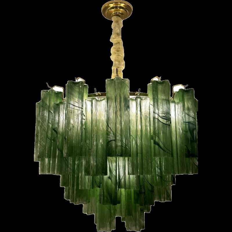 Rose Ribbed Tiered Glass Pendant