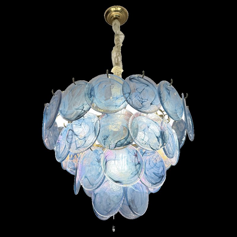 Blue Iridescent Glass Disc Pendant