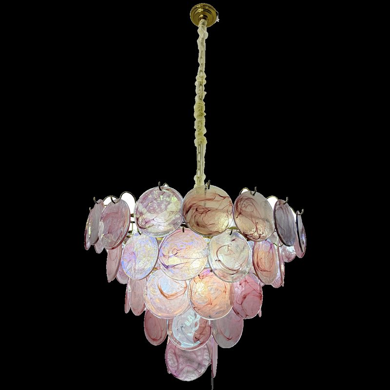Pink Iridescent Glass Disc Pendant