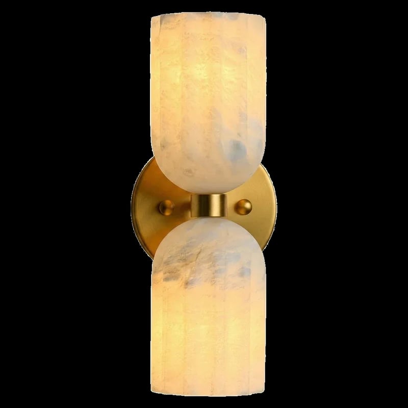 Dual Alabaster Pillar Wall Sconce